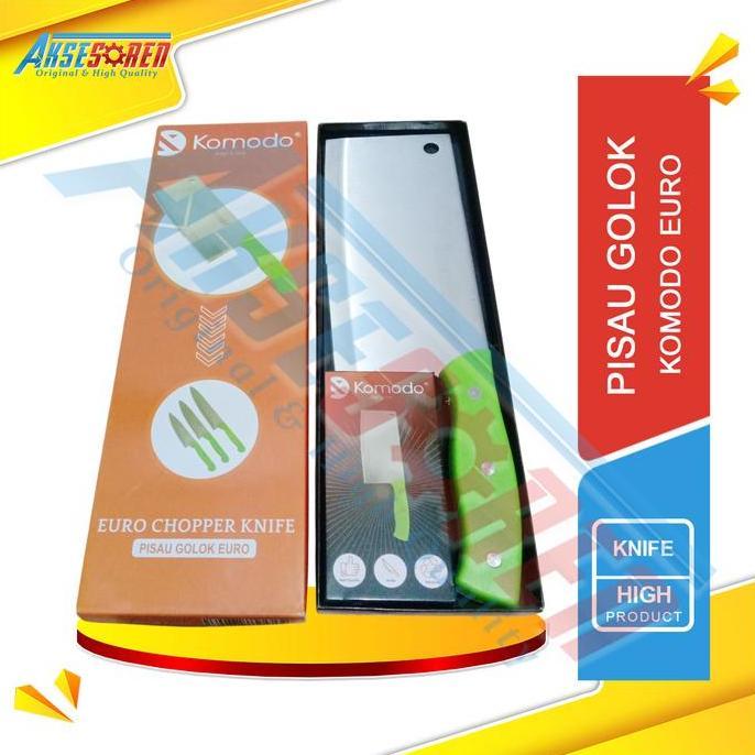 Aksesoren Pisau Golok Komodo Euro Stainless Steel Tebal Gagang Hijau Anti Karat