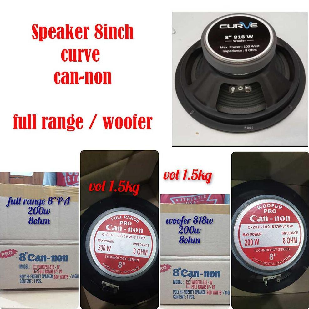 speaker 8in ORI  curve 818 w woofer/ can-non 818w  woofer/ can-non cannon 818pa full spiker 8inch ac