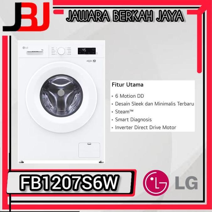 LG FB1207S6W mesin cuci 7 kg Front loading inverter LG mesin cuci 7kg FB1207 New model mesin cuci pu