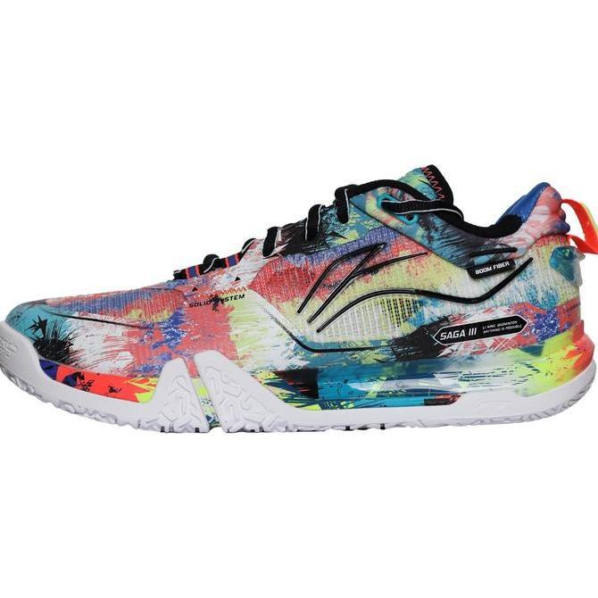Sepatu Badminton Lining Saga III Pro Scuba Blue Neon Roaring Flame