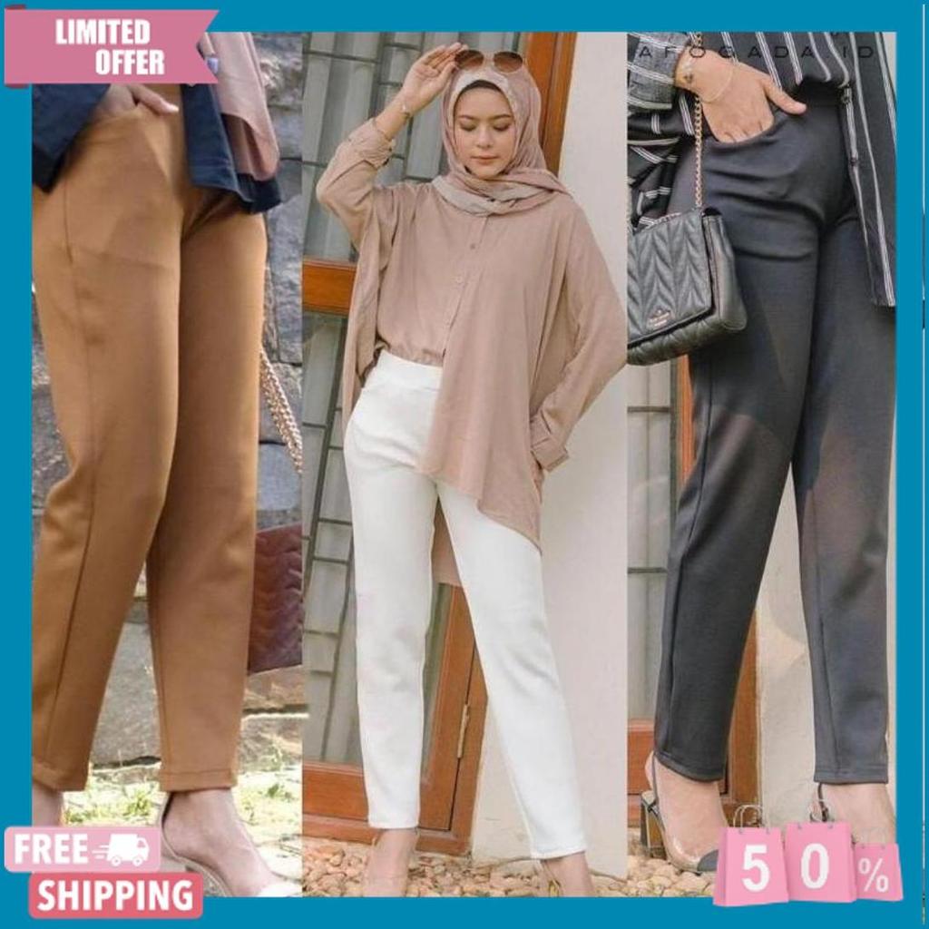 Berkualitas Celana Basic Scuba Wanita Jumbo / Momo Pants Basic Scuba Premium / Celana Wanita