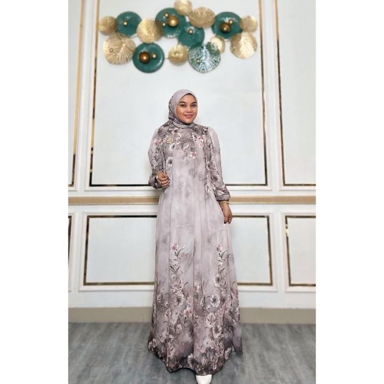 terbaru gamis one set hijab ceruty baby doll/gamis hijab terbaru/gamis muslimah one set hijab