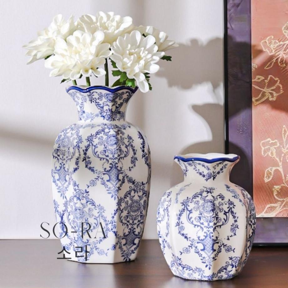 Vas Bunga Keramik Mewah Klasik Premium Estetik Flower Vase Aesthetic Guci Premium Vas Bunga Lebaran 