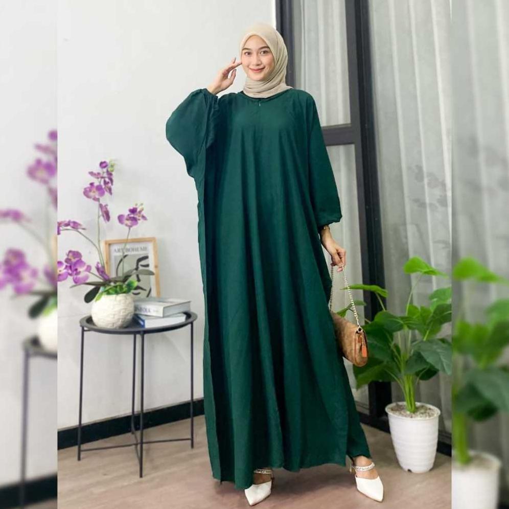 NEW DEALS Kaftan Polos - Kaftan Polos Rayon Premium Jumbo Maksi Busui Lengan Panjang Kaftan Lebaran 