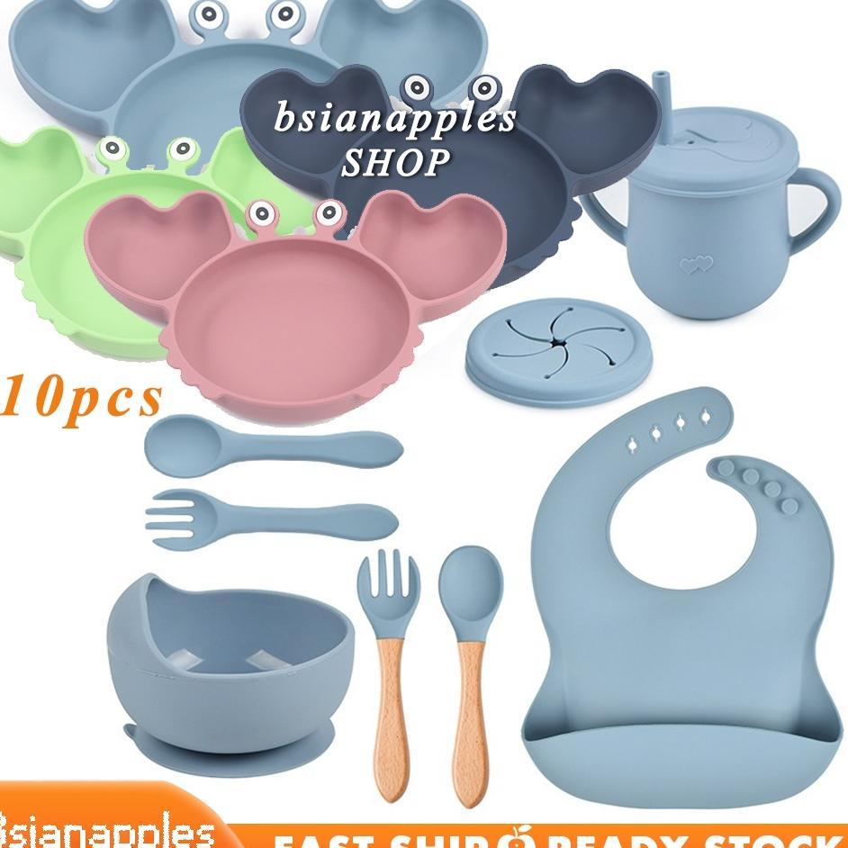 Peralatan Makan Bayi 10Pcs Tempat Makan Bayi Peralatan Makan Bayi Silicon Peralatan Makan Mpasi Bayi