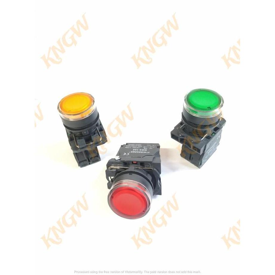 Promo Kinogawa Xb5 Push Button (Tombol Tekan) Lamp 22Mm Switch Saklar Tombol On Off Pakai Lampu 22Mm