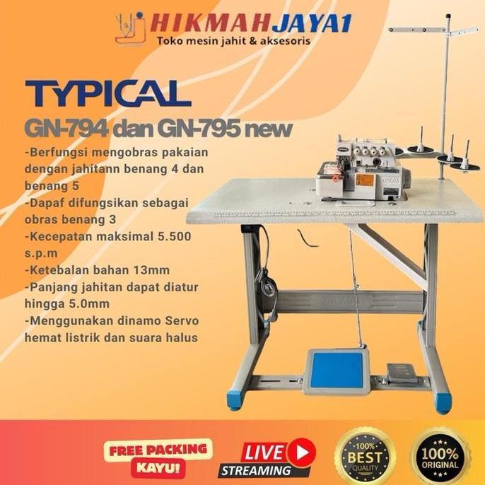 Terlaris Mesin Obras Typical New / Baru Gn794(Benang4) Dan Gn795(Benang5) Konveksi Industri Garment