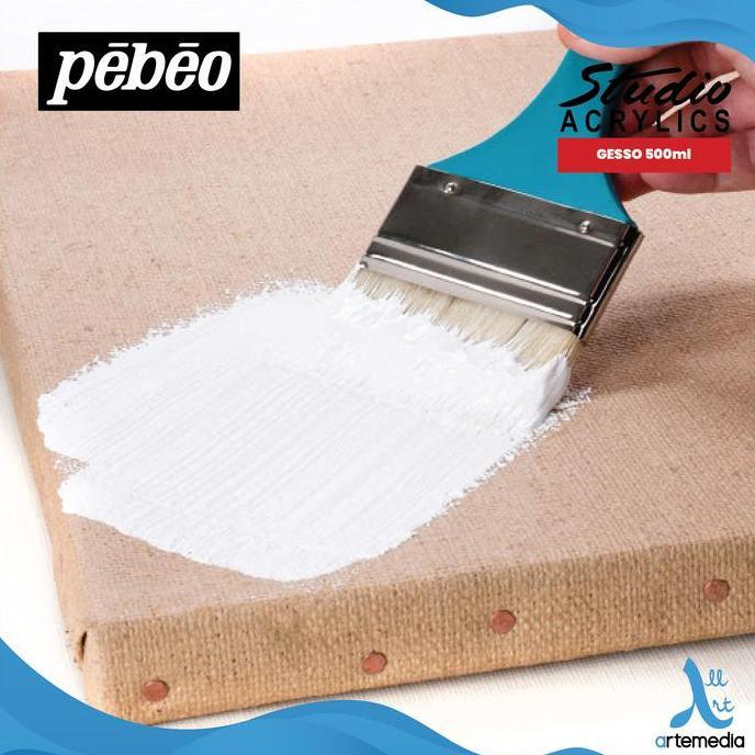 Pebeo Studio Acrylic Gesso Medium 500 ml White Gesso, Black Gesso, Grey Gesso Lapisan Dasar Lukisan 