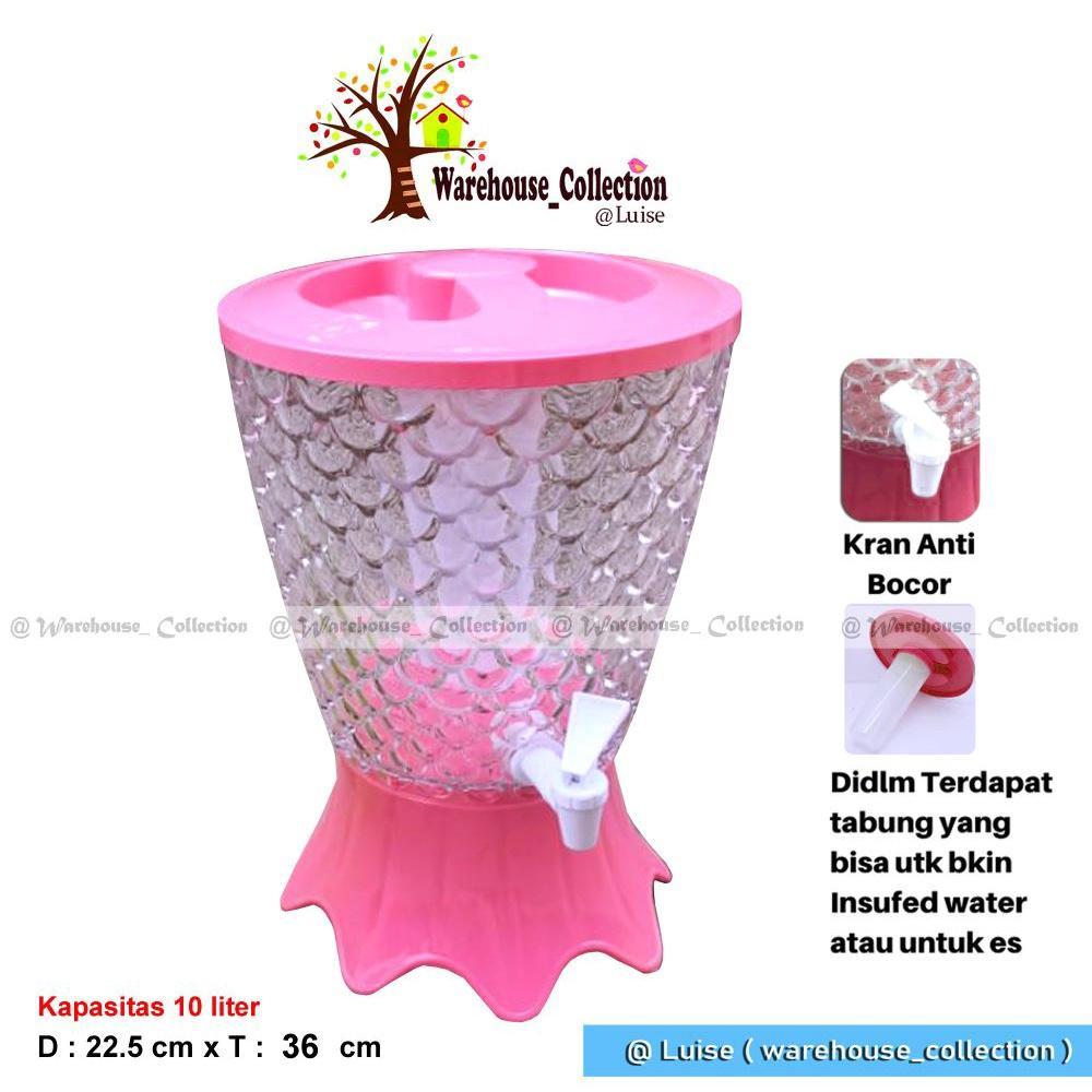 Dispenser Kristal Acrylic Set/Dispenser Model Ikan/Tempat Air Minum 10 Liter/Dispenser Kran Unik Can