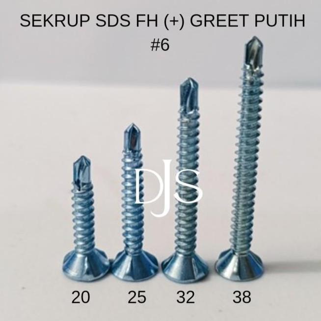100Pcs Sds Fh Greet Putih Sekrup Sds Fh Grc 6 Lion Kalsi Carlsi Drilling Screw
