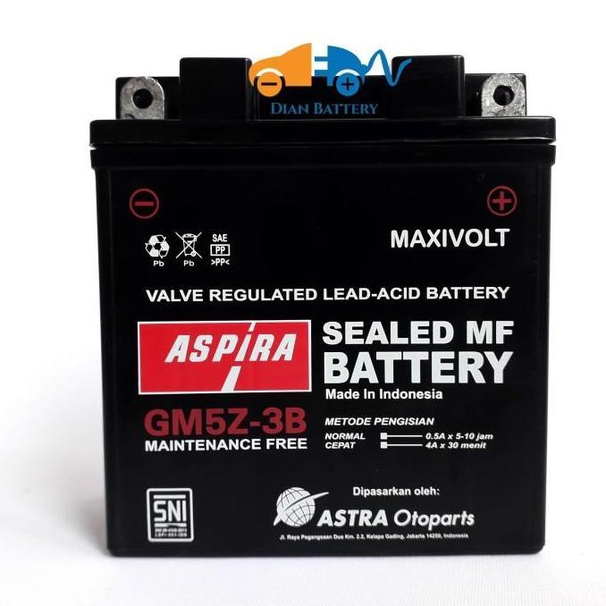 AKI SUPRA FIT ASPIRA GM5Z-3B MF (5AH) ORIGINAL ASLI