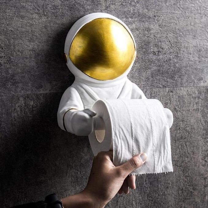 Astronaut Tissue Roll Hanger / Tempat Tissue Tisu Toilet Tempel Dinding Astronot Lucu Nordic Unik