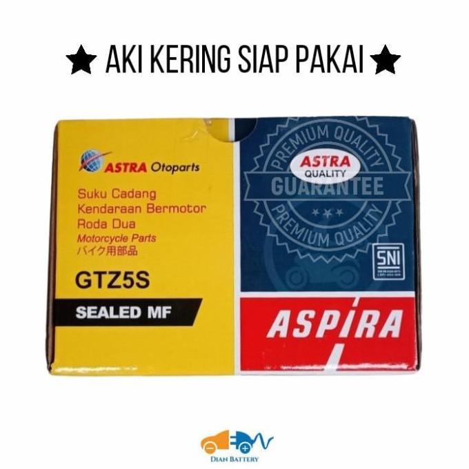 AKI MOTOR GTZ5S MF ASPIRA UNTUK HONDA BEAT ORIGINAL READY
