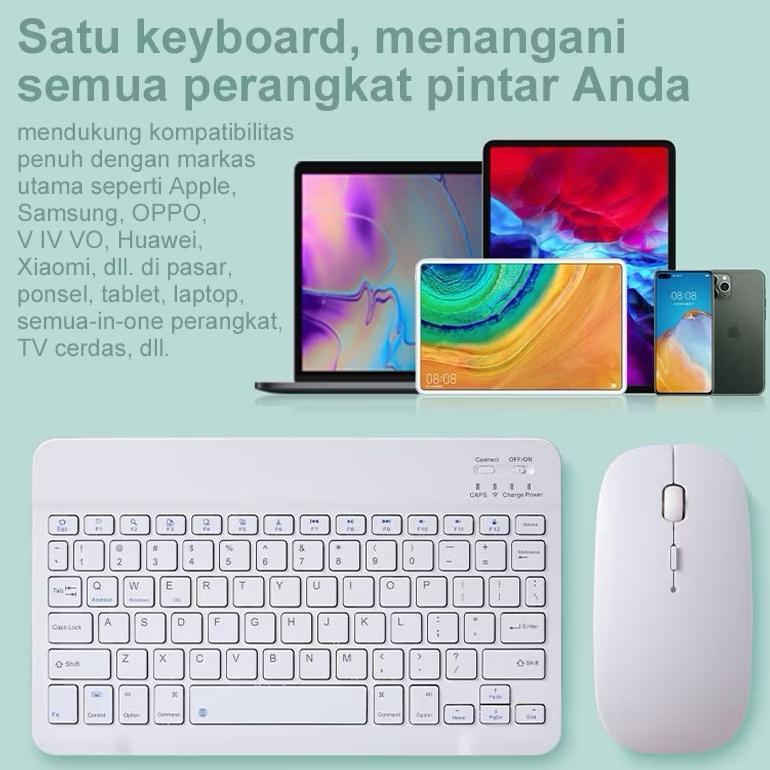 Wireless Bluetooth Keyboard + Mouse Set Combo USB Office Silent Click Nirkabel Mini Keyboard Logitec