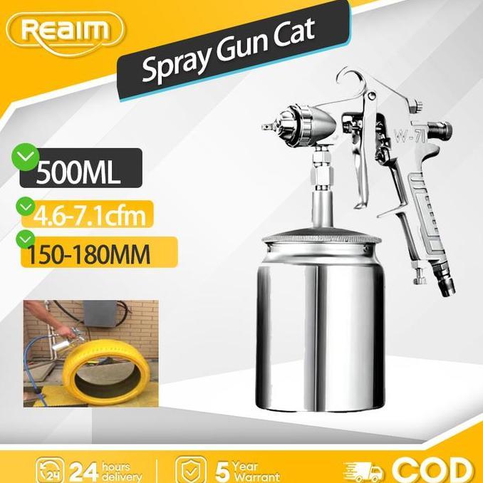 REAIM Spray Gun 500ML Penyemprot Cat Pneumatik  Semprot Atomisasi Tinggi Pot Bawah untuk Kompresor U