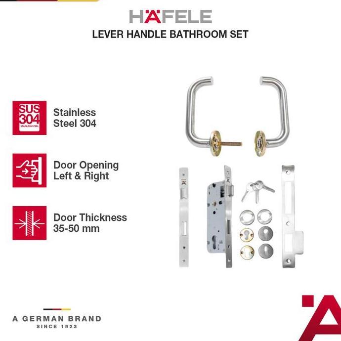 Hafele Inferno 2170 1 Set Gagang Kunci Pintu  Kamar Mandi Stainless Steel - Pegangan Pintu Model Kek