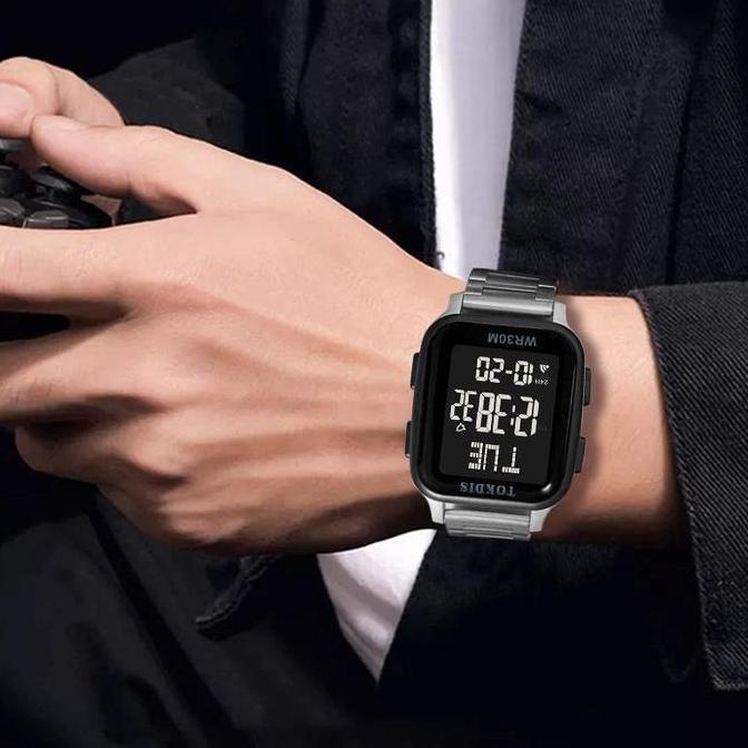 Orologi- Jam Tangan Pria Tokdis 2575 Rantai Dital Ter Resist 3 Atm Tches