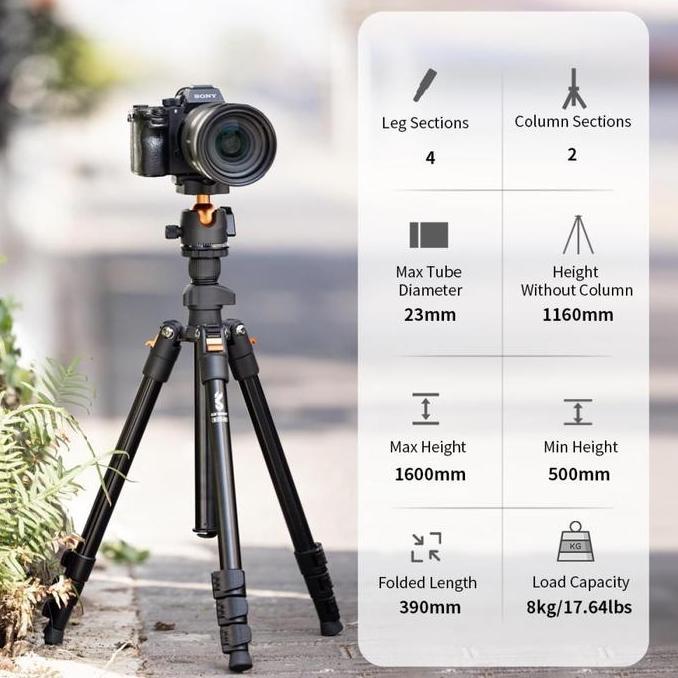 Bisainstan- Knf K&F Concept B134M Tripod Travel Kamera Dslr Mirorrless