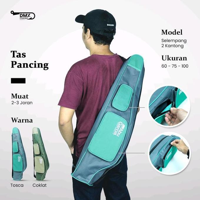 New - Tas Pancing Joran Slempang Semi Anti Air Muat 2-3 Set Joran Abu Garcia