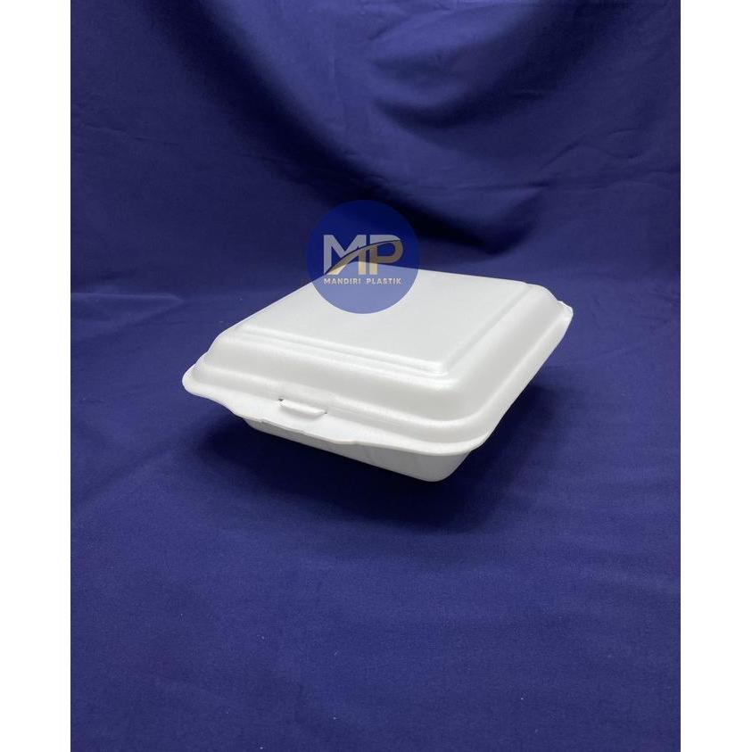 Garansi- Sterofoam Kotak Polos Kcs 3/ Kotak Foam Gabus Nasi Kcs -100Pcs