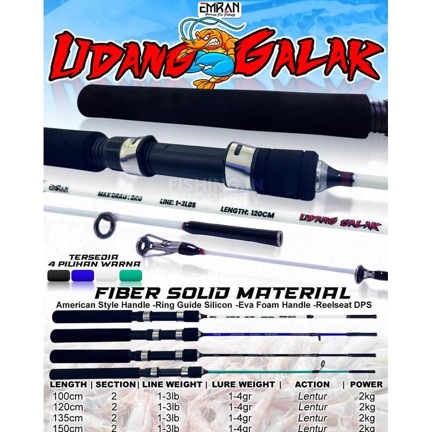 Joran Pancing Udang Galak Fiber Solid Warna