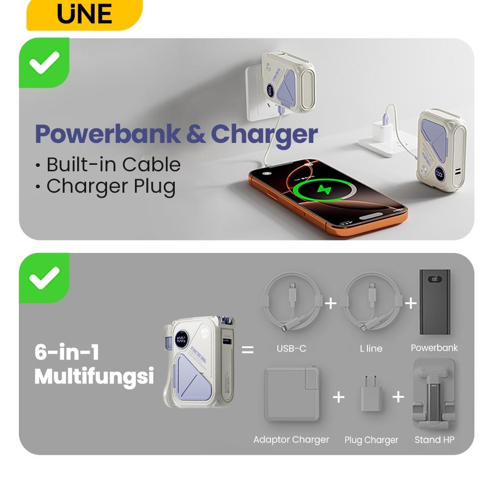 bestpromo [garansi dua tahun] une powerbank fast charging mini wireless magnetic 30000/20000mah pd35