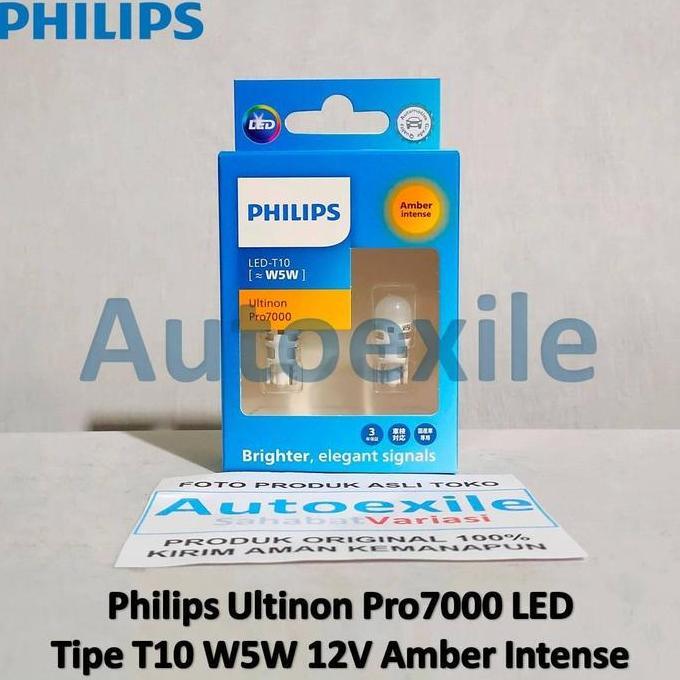 TERMURAH - Philips Ultinon Pro7000 LED T10 W5W DC 12V Amber Jingga Orange Original Lampu Senja Kota 