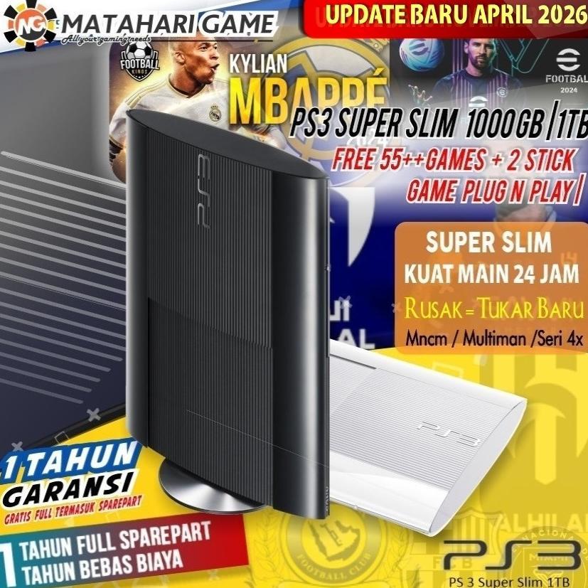 PS3 Asli Sony Super slim 1TB 1000GB | 500GB | 320GB - preloved Garansi 1 Tahun