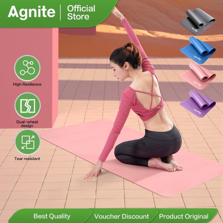 PREMIUM Agnite Matras Yoga NBR / Mattress Mat Tebal Anti Slip / Alas Olahraga Senam Fitness 8 & 10 m