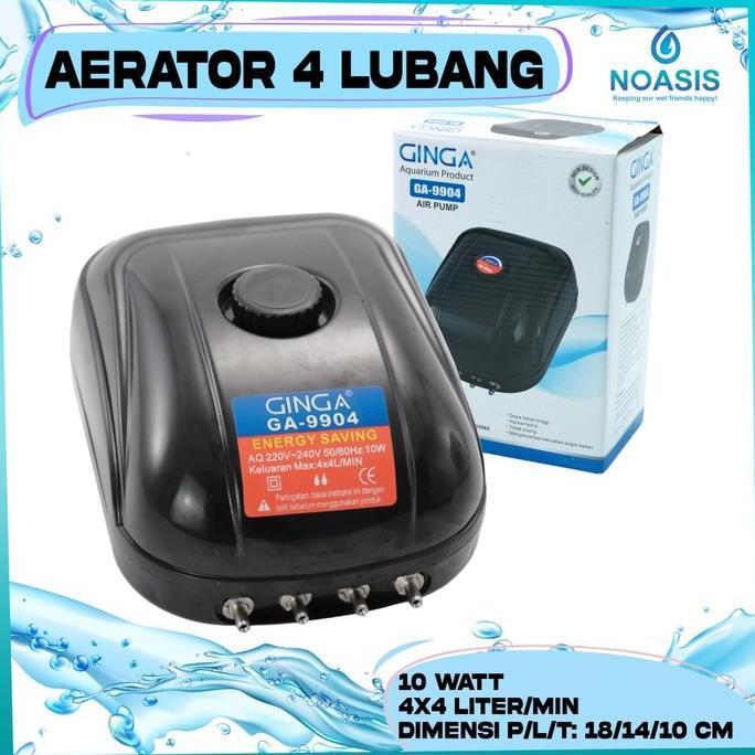Afterday- Pompa Udara Aquarium Aerator 4 Lubang Recent Rc 9904 Airpump