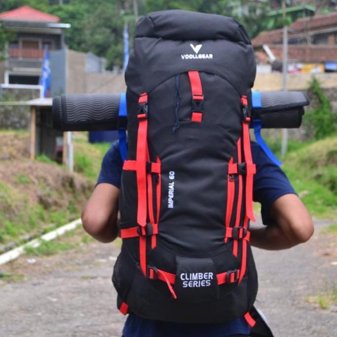 Pussx- Tas Gunung Voollgear 60L Tas Keril 60L Tas Hiking 60L Tas Camping 60L Uniseks Cepat Kering Ta