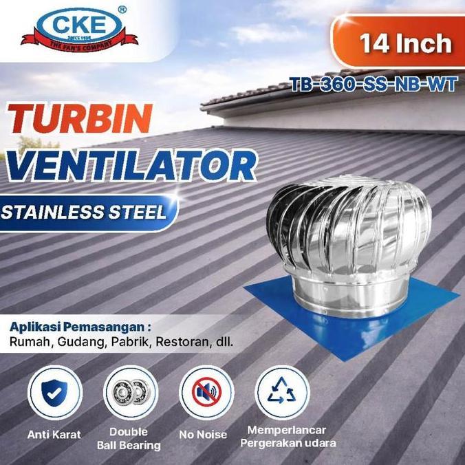 Turbin Ventilator 14 Inch Turbine Roof Ventilasi Atap Rumah Pabrik 14"