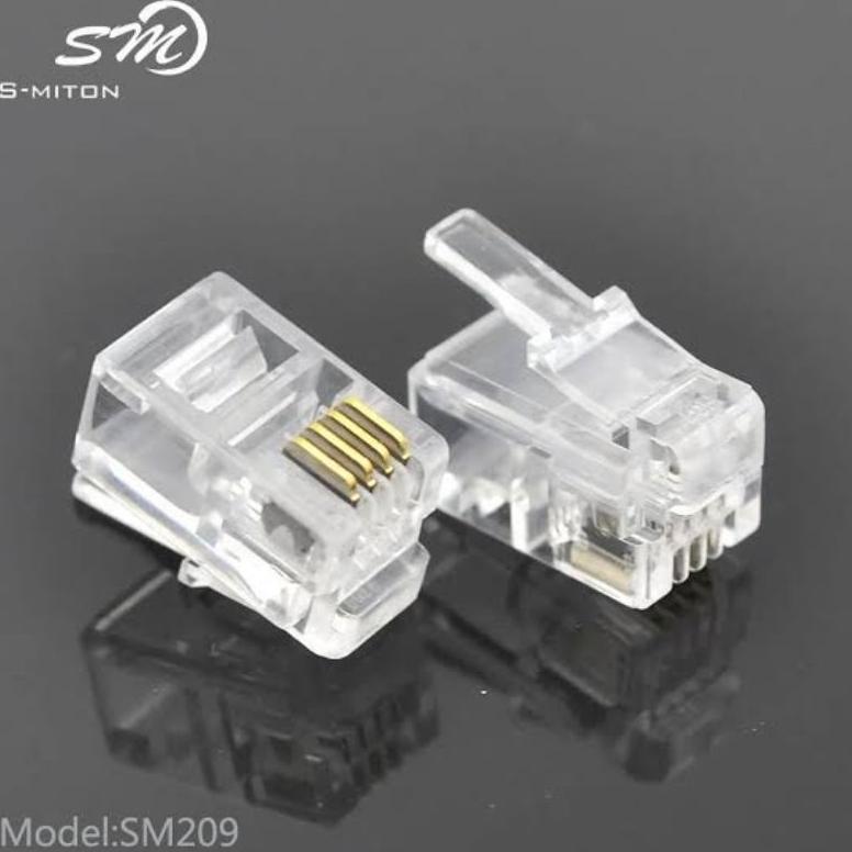 Konektor PIN RJ9 4P4C 4 PIN RJ-9 Untuk Spiral Gagang Telepon Kualitas Bagus