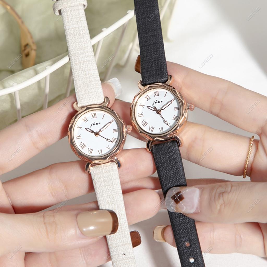 Loreo - Jam Tangan Wanita Harajuku Fashion / Jam Tangan Analog Romawi Strap Kecil