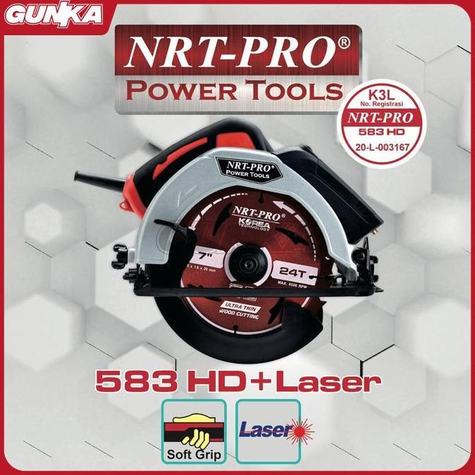 Laser Circular Saw (7") NRT-Pro 583LHD Mesin Gergaji Serkel Sirkel Circle Listrik Potong Kayu Laser 