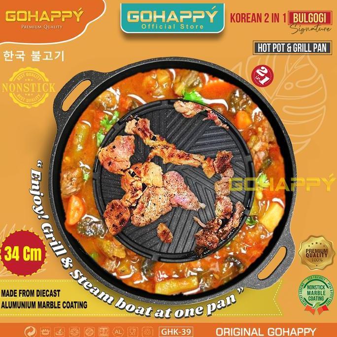 Sukiyaki Bulgogi Pan 2 in 1 MOOKATA Panci Grill Pan shabu shabu stein