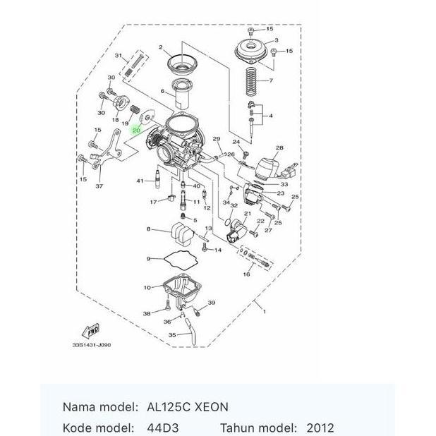Diafragma Stelan Langsam Karburator Nouvo Lele, Nouvo Z/ Diaphragm Assy (Sx4) / 5Ap-14940-00 Asli