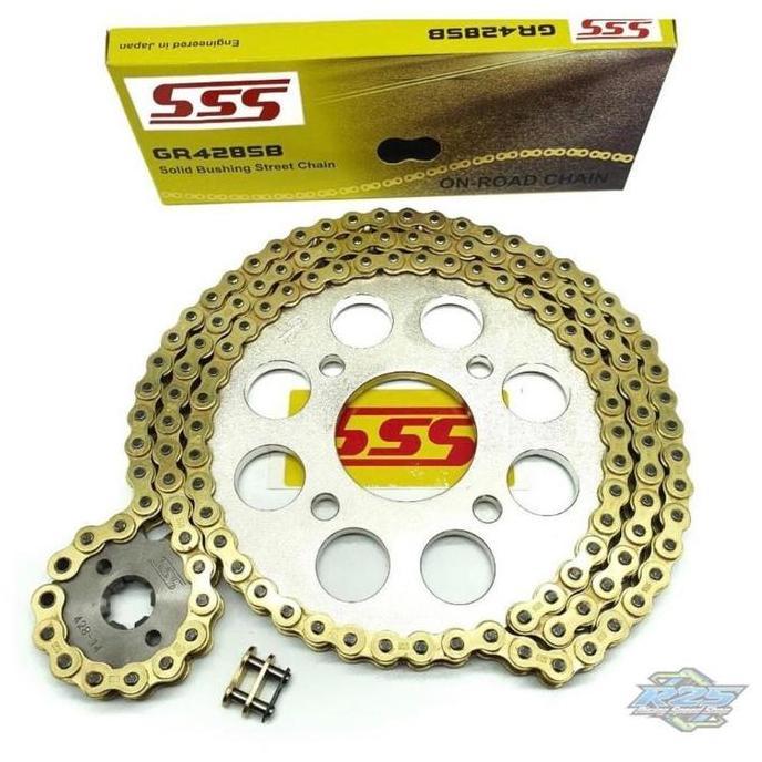 Gear Gir Set SSS SB 428H CB150R - Megapro Old - Megapro New - Ter - Sonic - Verza Rantai Gold SSS SB