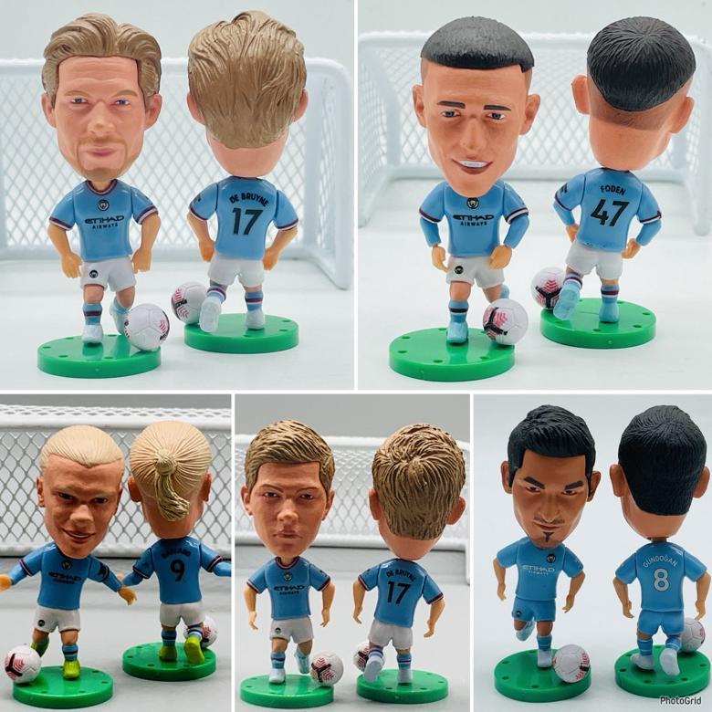 Miniatur Action Figure / Soccerwe Pemain Bola Man.City Karakter Pemain Bola Aksesories Pajangan Souv