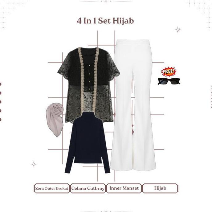 Anjas.Shop_ - One Set Premium Hijab Style || Atasan Outer Kondangan + Bawahan Celana Cutbray + Inner