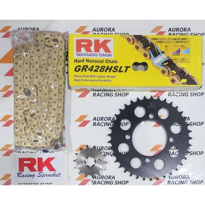 GEAR SET RK 428 BLACK JUPITER Z / RX KING / JUPITER MX 135 / VEGA R / F1ZR / RXZ / 125Z & RANTAI RK 
