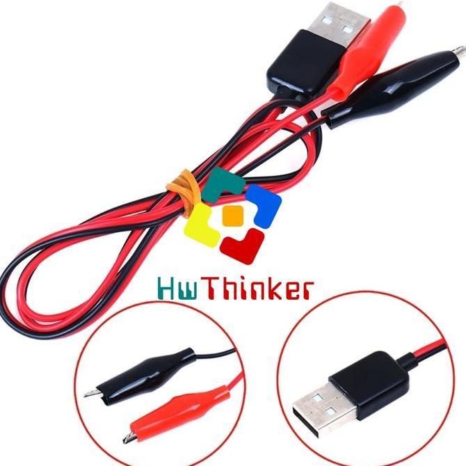 Capit Buaya Alligator Clip to USB Male Connector Power Supply Adapter