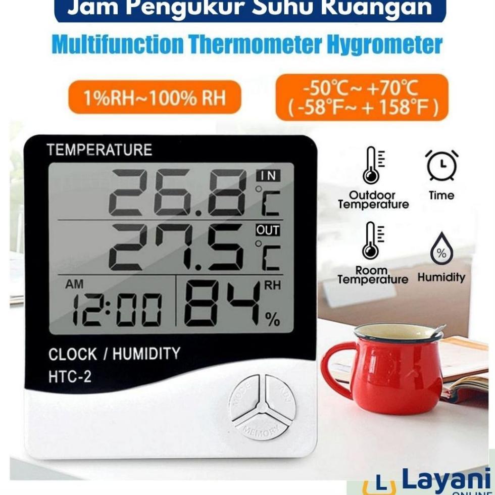Htc-2 Digital Hygrometer Temperature Jam Digital Pengukur Suhu Ruangan Htc-1 / Alat Termometer Digit
