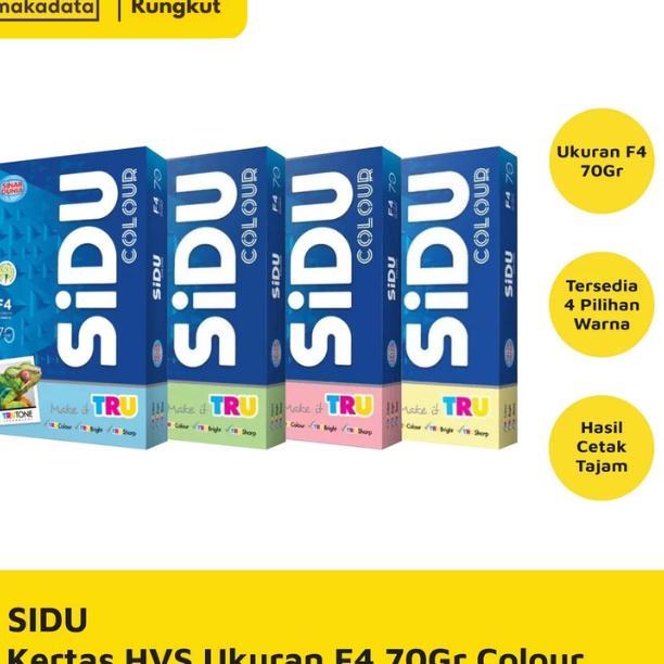 Kertas Hvs / Kertas Fotocopy / Kertas Print Sidu F4 70 Gram Colour (1 Rim)