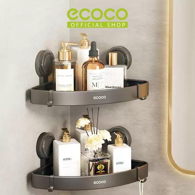 ECOCO Suction Hardware Corner Aluminium Rack -  Rak Sudut Aluminium Tempel / Rak Gantung Sudut Hisap