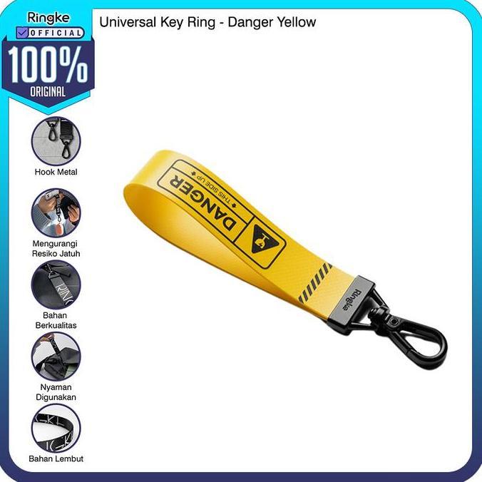 (Good) Ringke Key Ring Compatible For Universal Danger Yellow Kuning Kantong Casing Tempat Airpods P