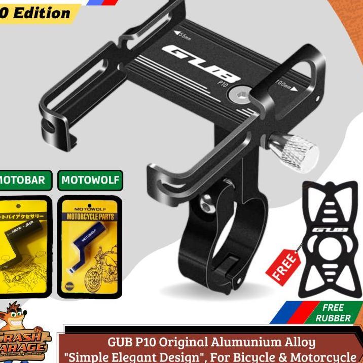 Holder Gub P10 Phone Holder Hp Sepeda Motor Gub Alumunium Alloy Tempat Hp Dudukan Hp Sepeda Motor Gu