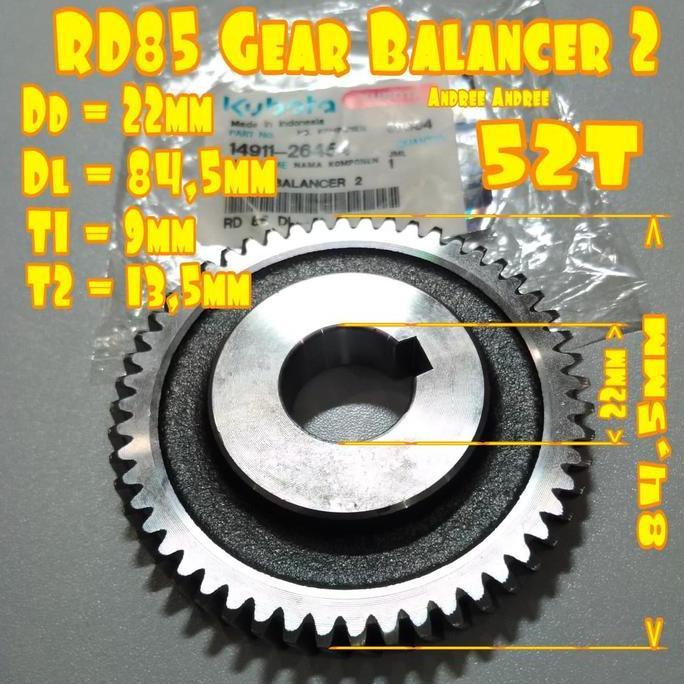 TERBARU - RD75 RD85 Gear Balancer 2 Gigi Bandulan Kubota RD-85 RD 75 85 Original