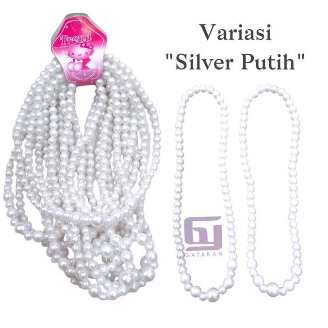 1 Lusin (12 Pcs) Kalung Anak seri Mutiara Mote Sintetis Multiwarna Putih