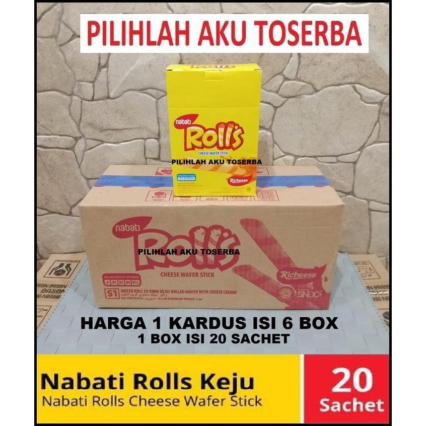 Nabati Rolls Cheese / Keju Wafer Stick @ 6 gr (HARGA 1 DUS ISI 6 BOX)